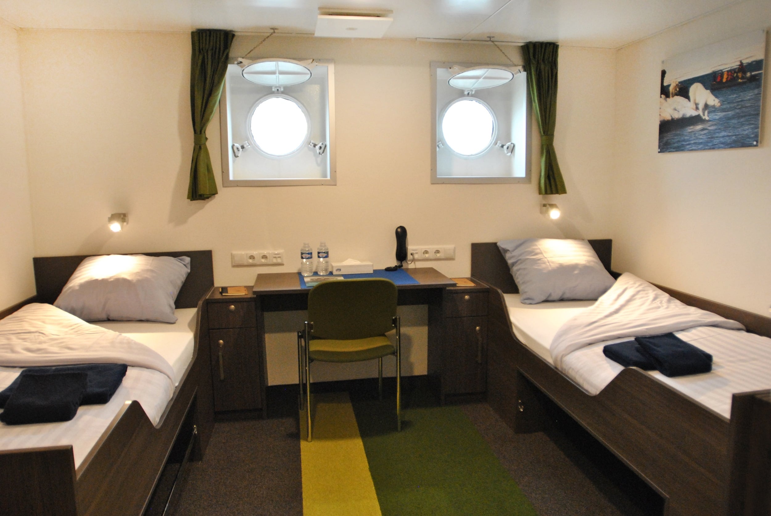 Ortelius Twin Porthole Cabin: ctsy of Oceanwide Expeditions Ortelius Twin Porthole Cabin