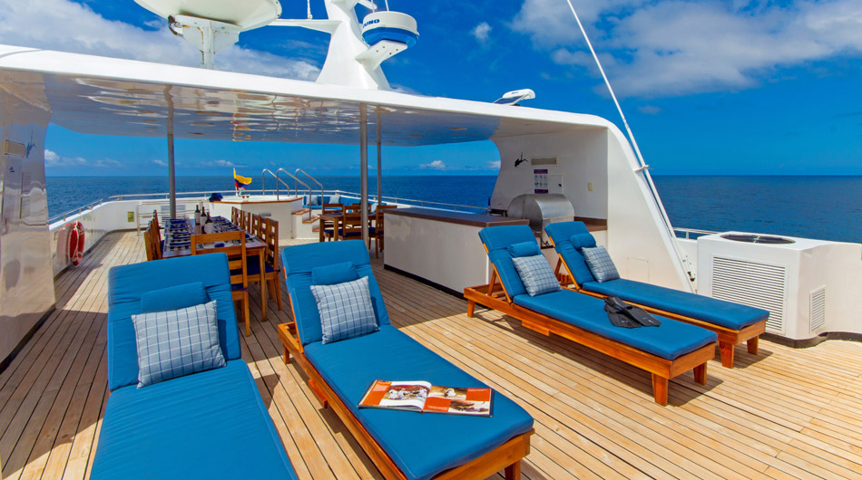 Sundeck of Calipso ship, Galapagos Sundeck of Calipso ship, Galapagos