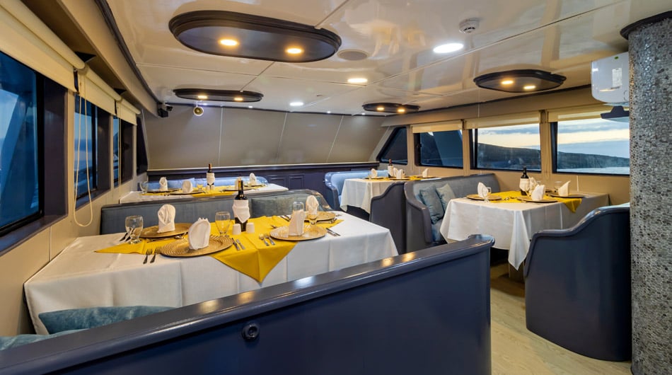 Monserrat Galapagos Cruise Ship - Dining Room Monserrat Galapagos Cruise Ship - Dining Room