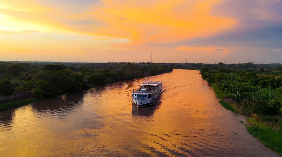 AmaMagdalena Ship Sailing Sunset AmaMagdalena Ship Sailing Sunset