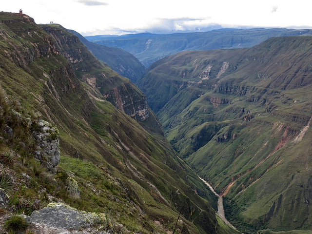 the canyon del sonche , with a riiver in the canyon and forest on the mountains the canyon del sonche , with a riiver in the canyon and forest on the mountains