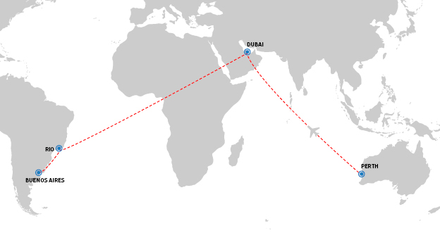 Emirates flight path Sydney to Buenos Aires Emirates flight path Sydney to Buenos Aires