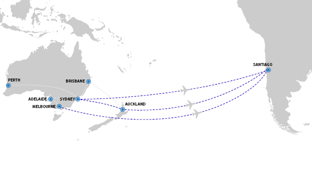 LATAM flight path Sydney Melbourne to Santiago LATAM flight path Sydney Melbourne to Santiago