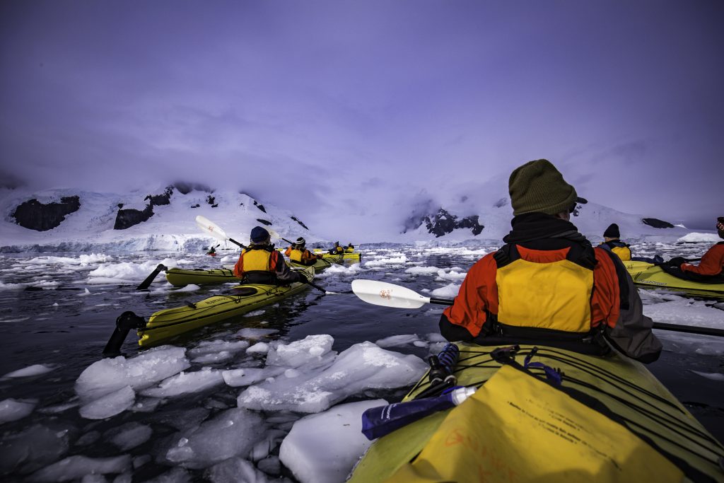 kayaker in Antarctica