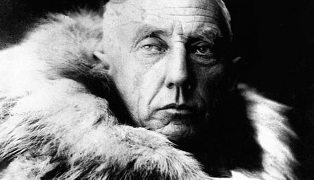 Roald Amundsen wrapped in fur skins. Photo Credit: Encyclopedia Britannica