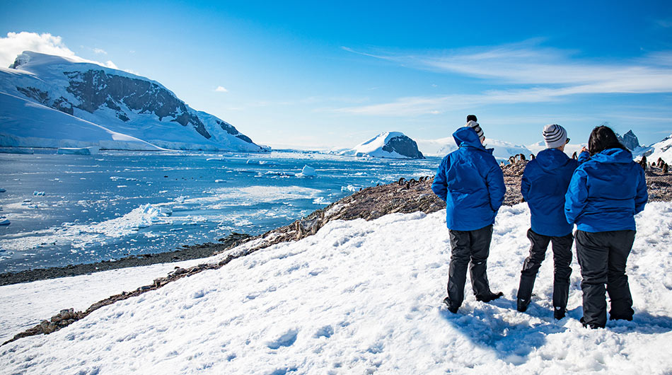 People enjoying an on shore experience during an Antarctica cruise