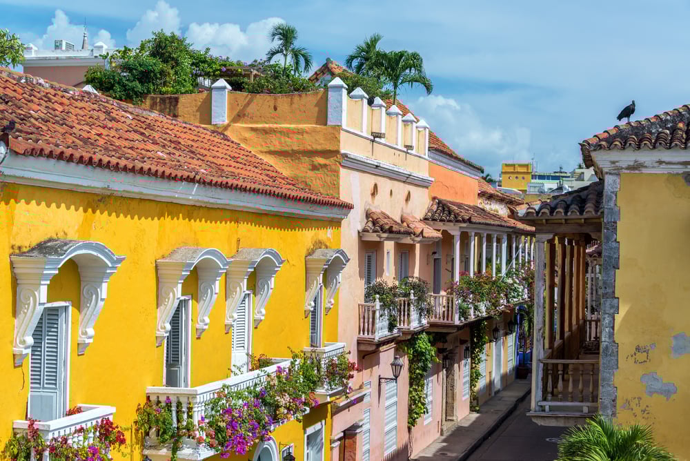 The colourful streets of Cartagena in Colombia.