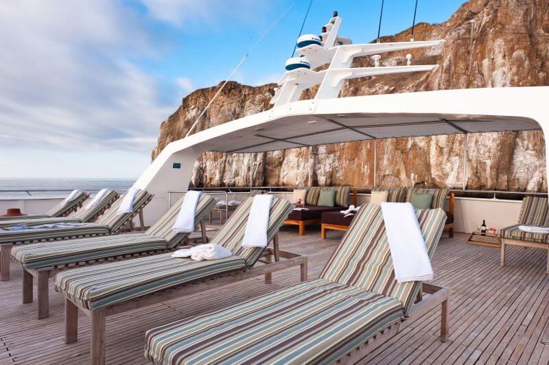 outdoor lounge on Seaman Journey, Galapagos Islands