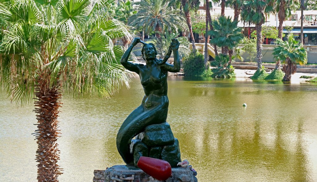 Mermaid Statue of Huaca China, Beautiful Princess in the Legend of this Oasis Town Who Gave Birth to the Lagoon, Huacachina Mermaid Statue of Huaca China, Beautiful Princess in the Legend of this Oasis Town Who Gave Birth to the Lagoon, Huacachina