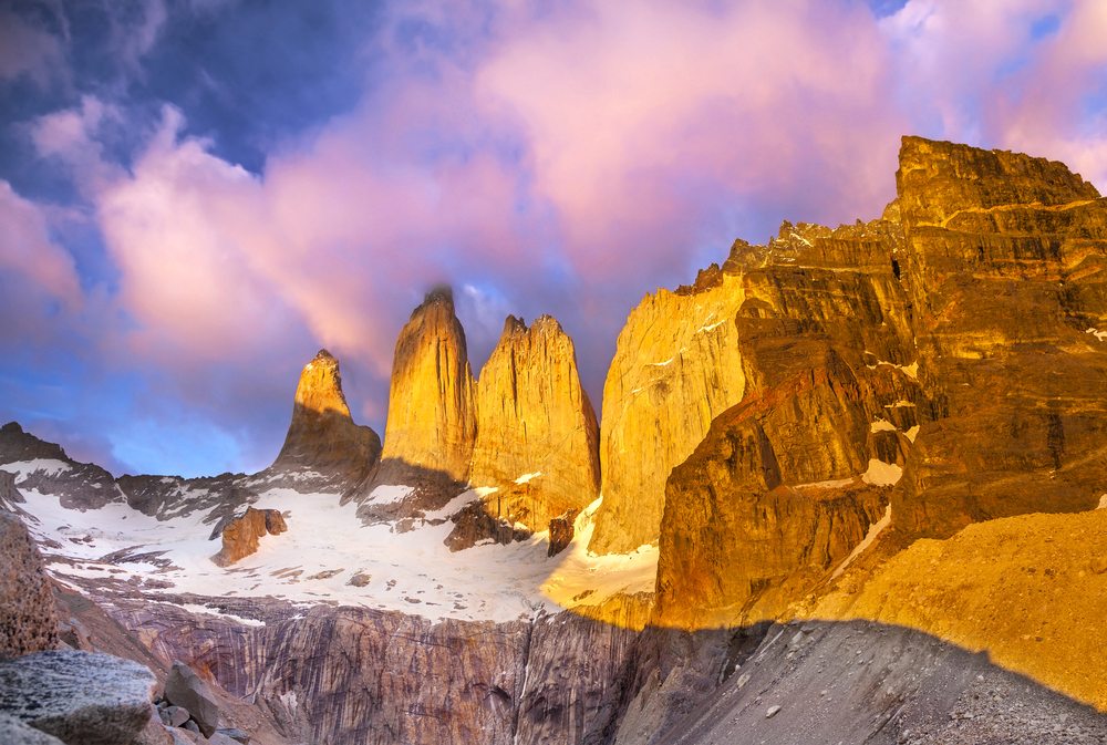 rocky mountain tops in the sunlight patagonia torres del paine rocky mountain tops in the sunlight patagonia torres del paine