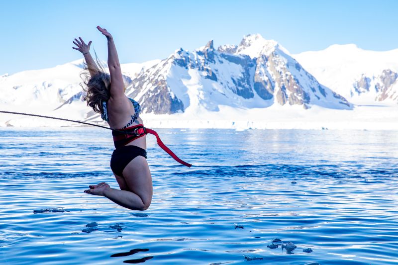 Taking the Antarctica Polar Plunge.
