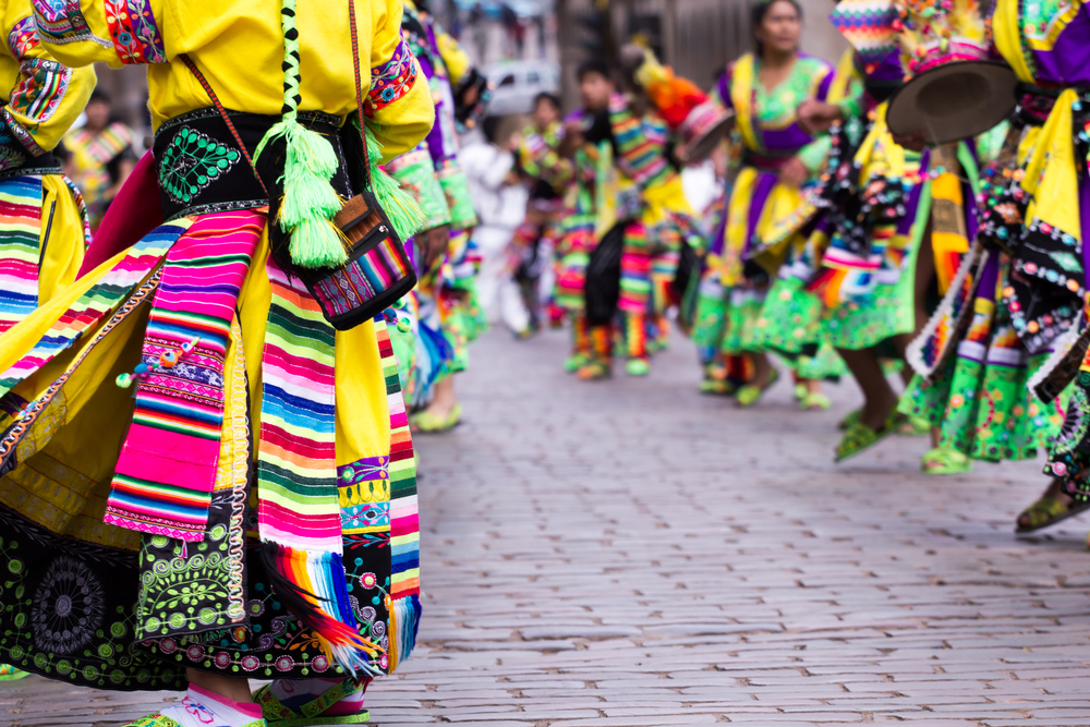 Women dancing in the parade in Cusco