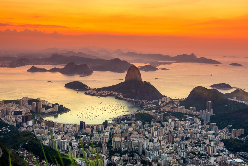 Sensational sunset over Rio de Janeiro, Brazil.