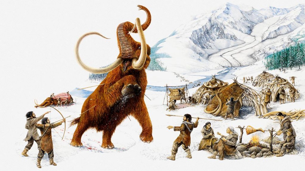 Illustration of a mammoth in the Arctic illustration of a mammoth in the Arctic