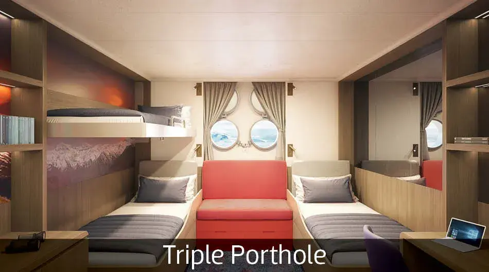 Hondius Triple Porthole Cabin Interior