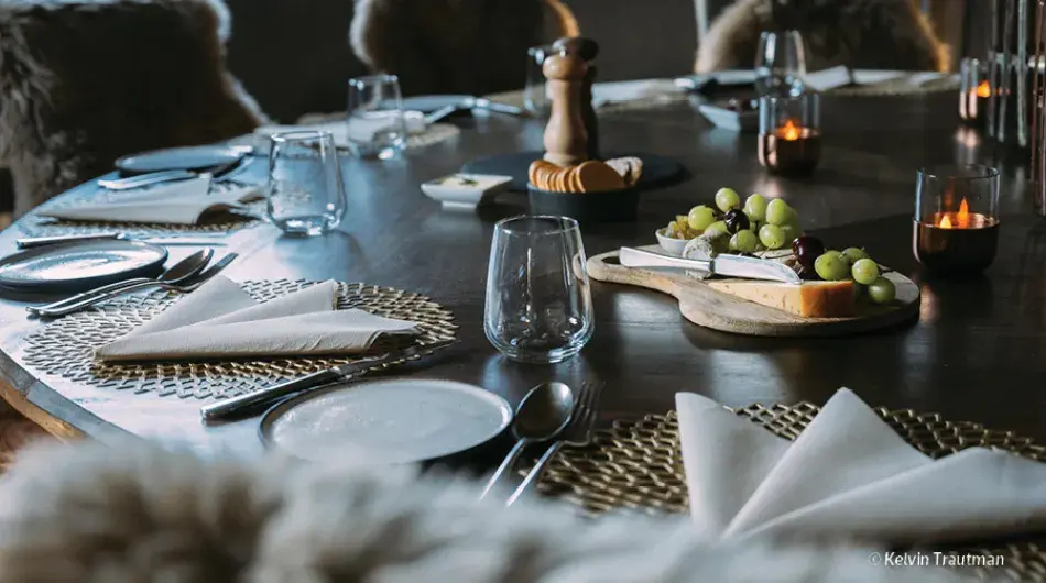 Dining at camp in Antarctica with White Desert