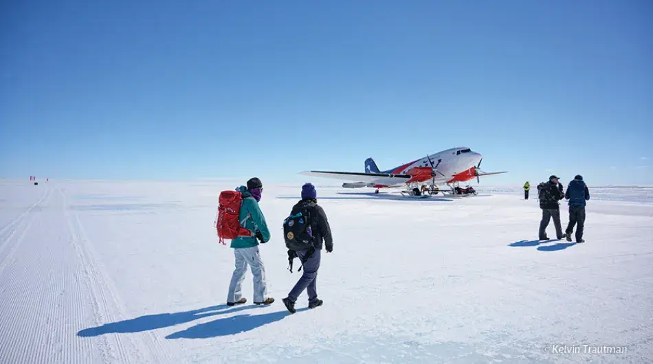 Flight in Antarctica with White Desert