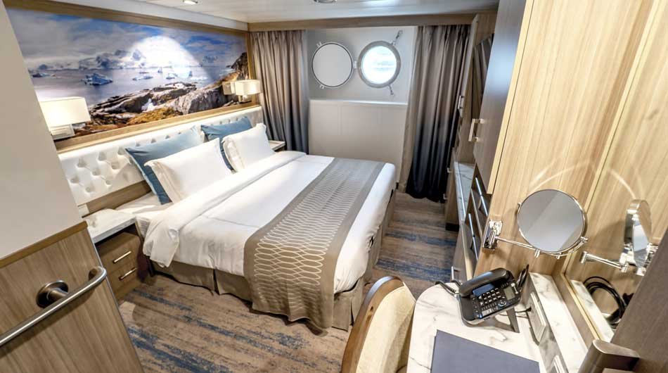 Interior of Aurora Stateroom on Greg Mortimer