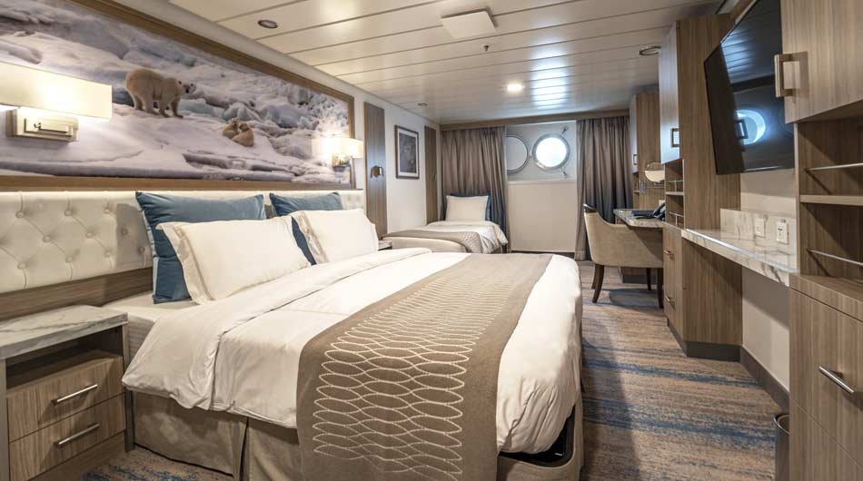Interior of a Triple Stateroom on Greg Mortimer