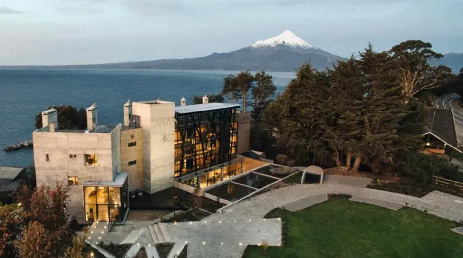 AWA luxury hotel panoramic view with osorno volcano
