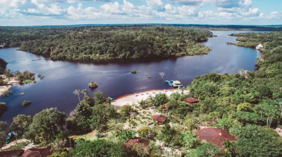 Amazon ecopark jungle lodge aerial view