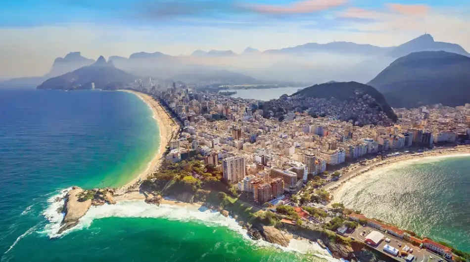 Rio de janeiro aerial view copacabana and ipanema beaches