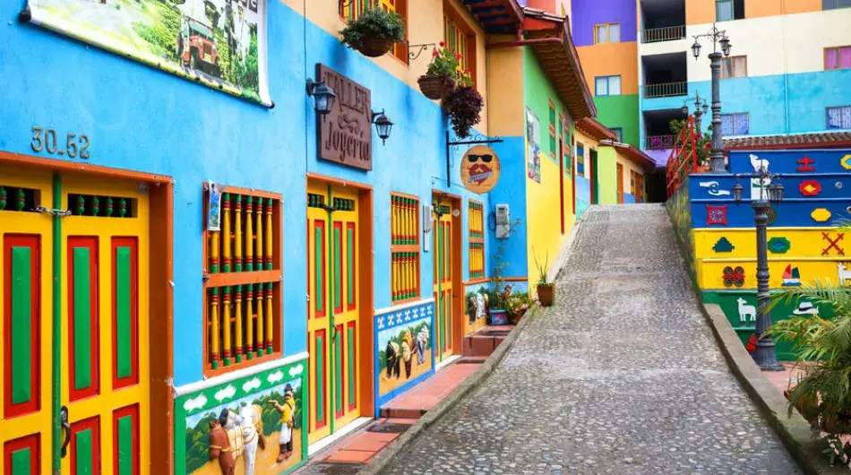 Colorfull street of guatape town, Colombia