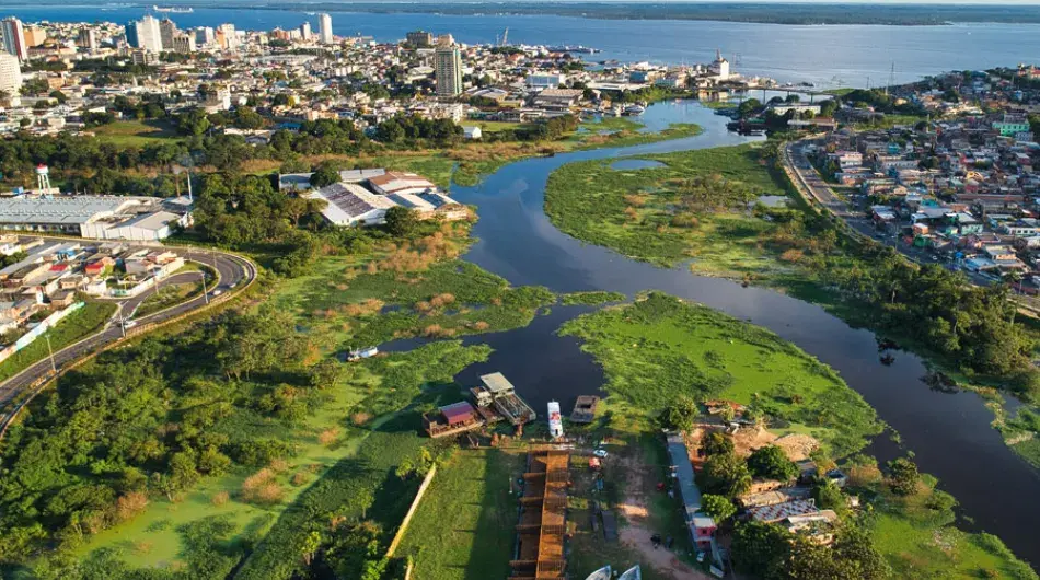 Manaus city brasil amazon aerial view