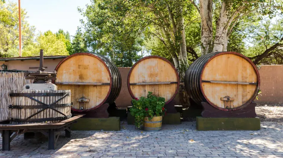 Three wine barrels