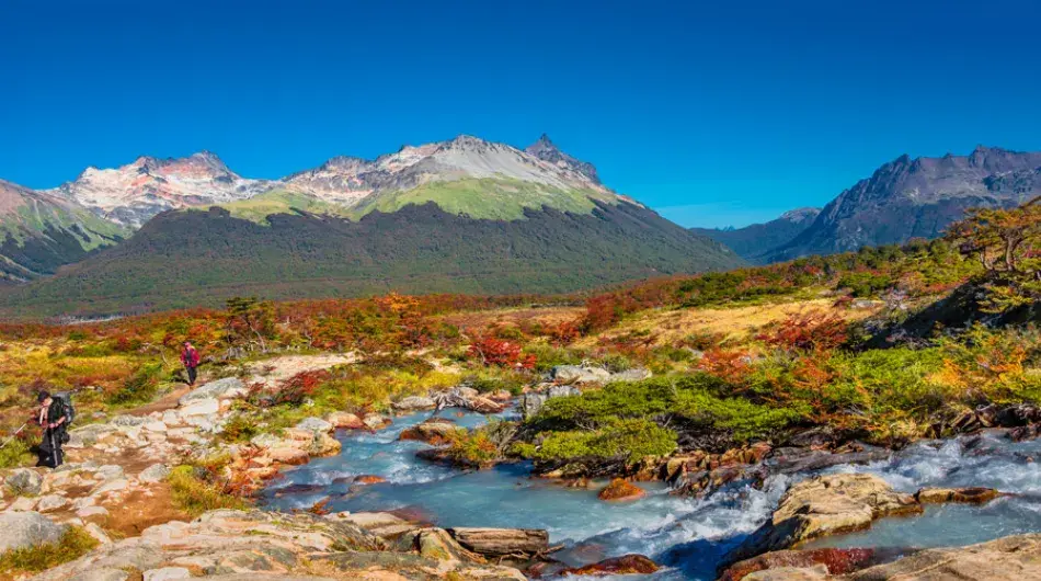 Tierra del fuego national park in colorful autumn season