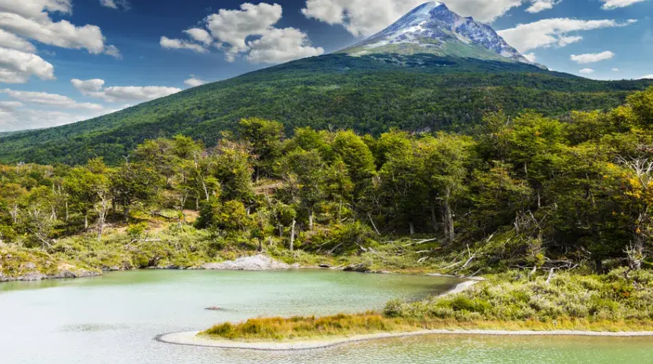 Tierra del fuego national park mountain view with lake