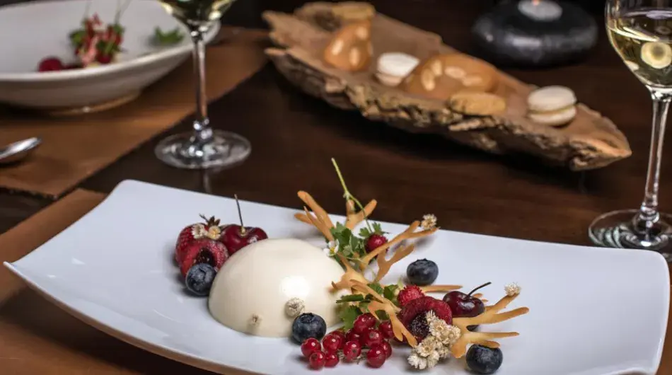 Gourmet dessert at luxury hotel