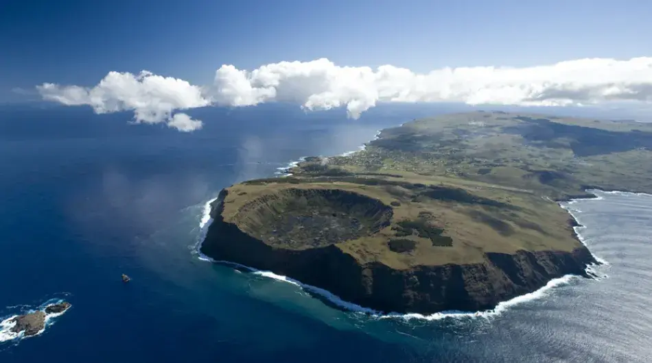 Easter island orongo crater aerial view