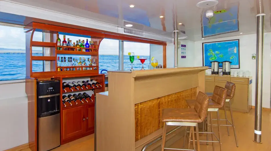 Calipso bar area, Galapagos ship 