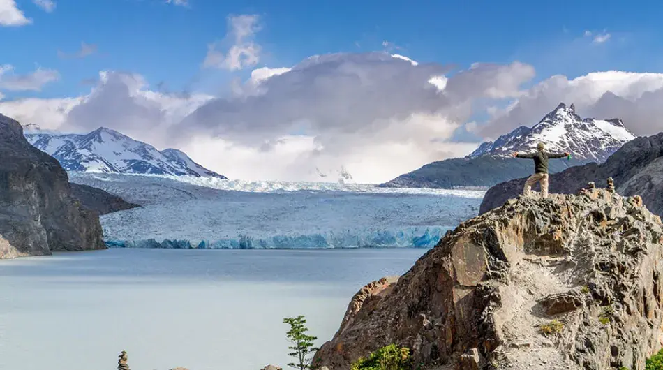 Person at Grey Glacier
