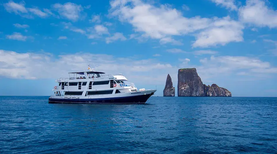 Monserrat Galapagos Cruise Ship Infront of Kicker Rock