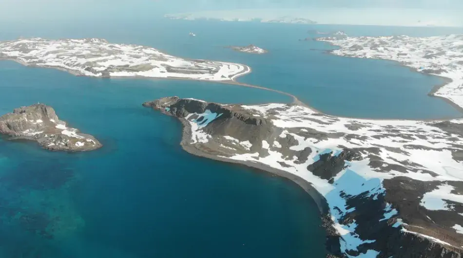 Aerial view of the beautiful landscape of King George Island