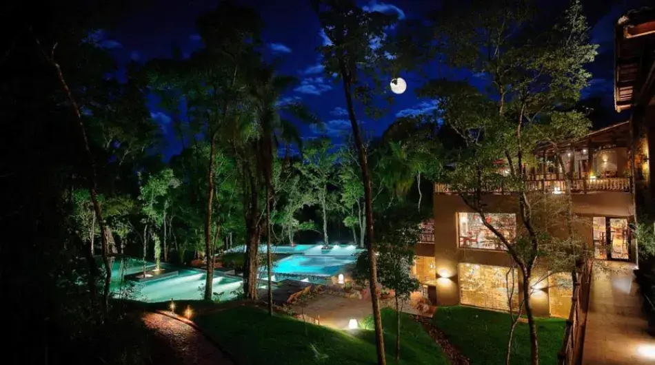 Loi suites iguazu luxury hotel in the evening