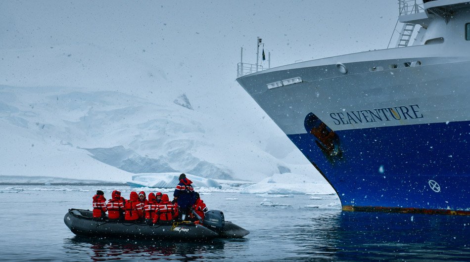 Seaventure zodiac in Antarctica 