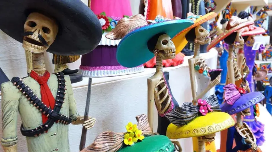 Traditional skulls at Cancun market, Mexico