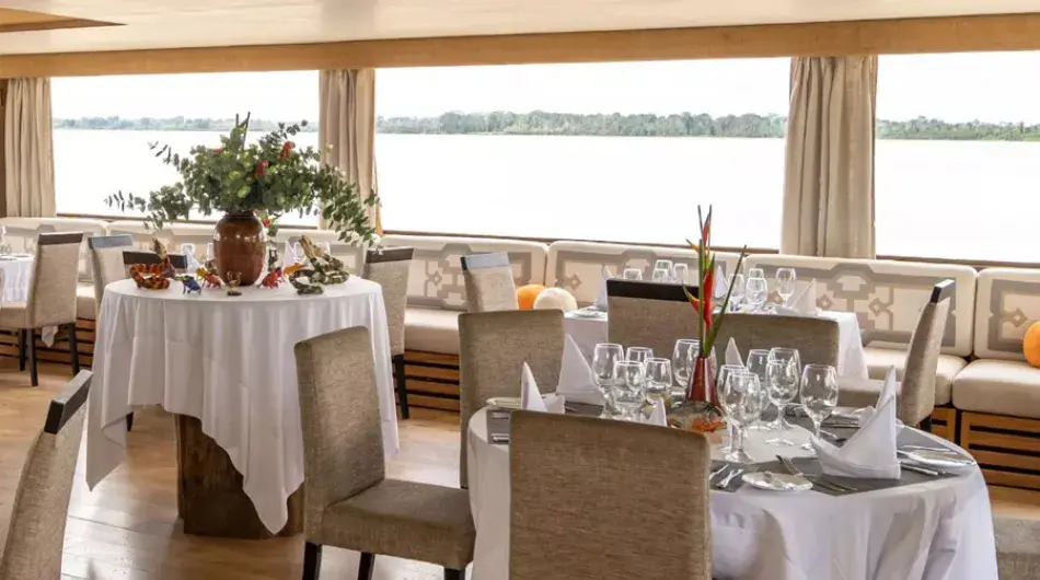 Dining Room-Delfin III in Peruvian Amazon