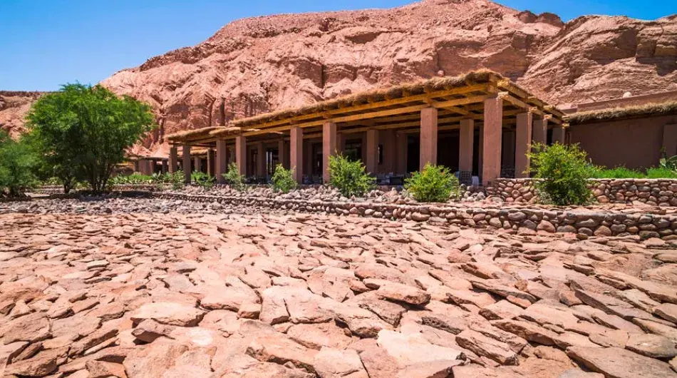 Alta Atacama Hotel front view with mountain