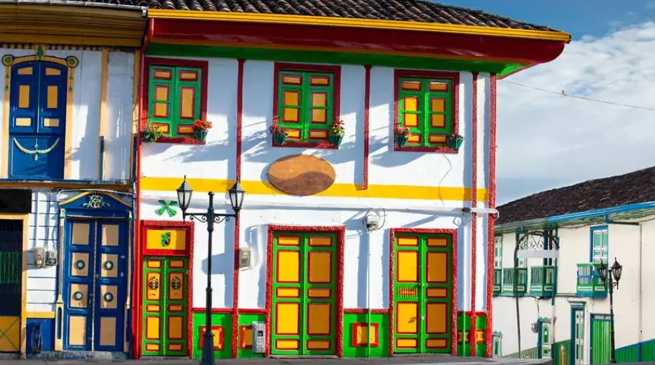 Salento town main square colorful house