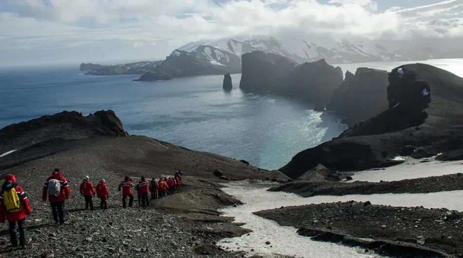 hiking at Deception Island, Antarctica