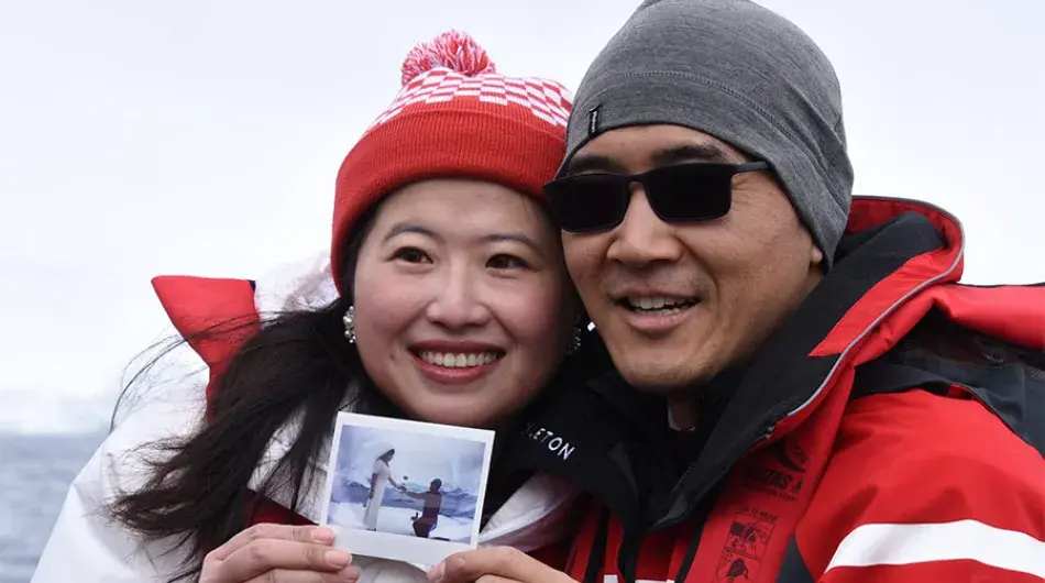 Just Married on Antarctica expediton cruise 