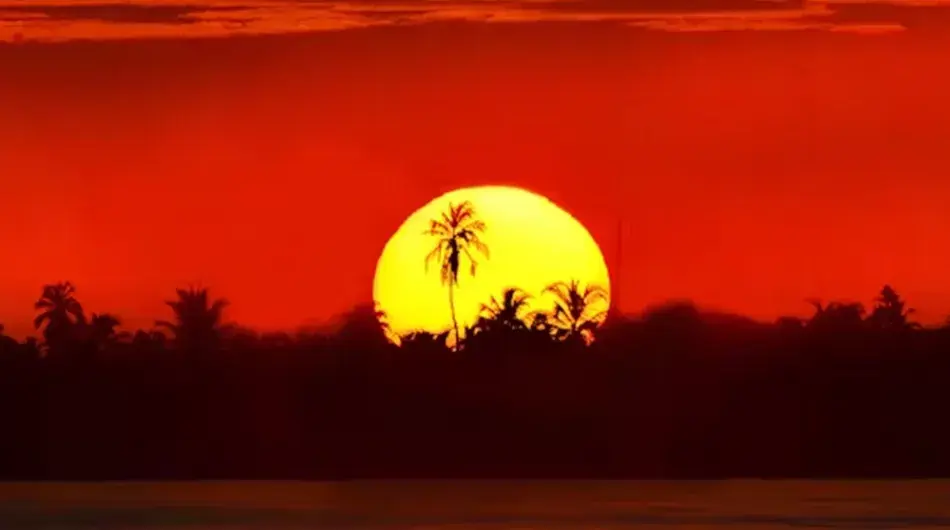 sunset over island in Colombia