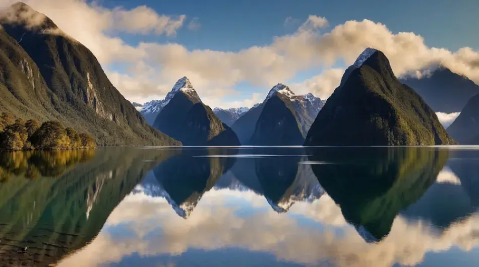 Mirror Reflection on the water in Milford Sound