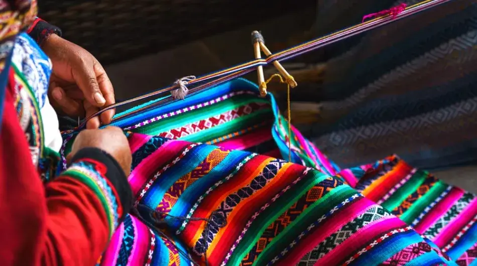 Close up of Peruvian weaver