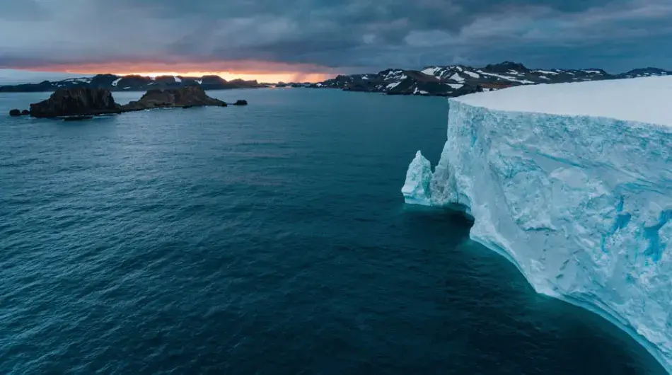 Icebergs in front of King George Island, Antarctica