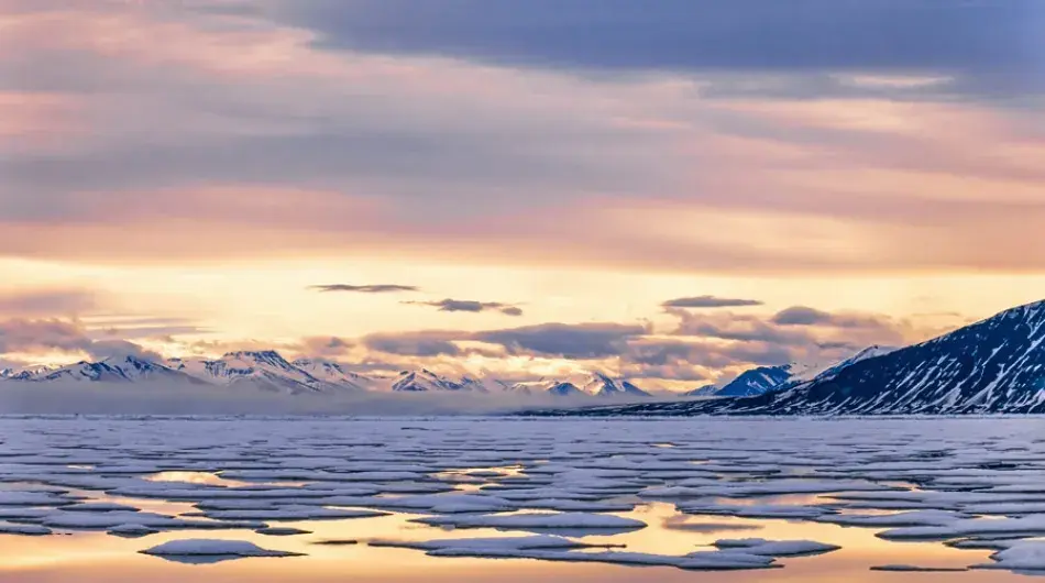 Svalbard Icy landscape at sunset